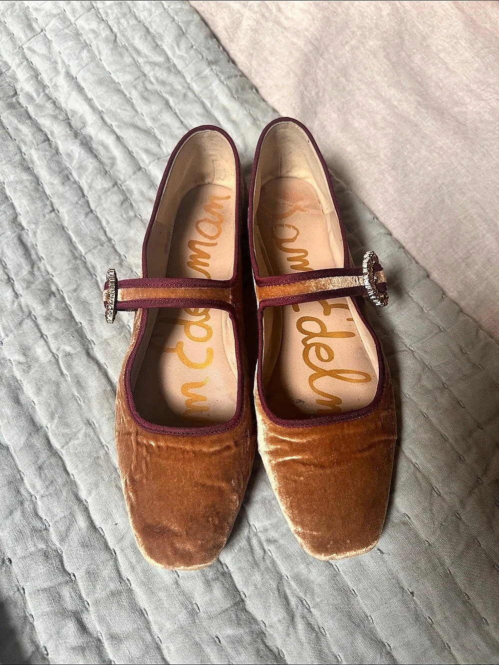 Sam Edelman Michaela Mary Jane Flat Velvet Mary Jane flats.